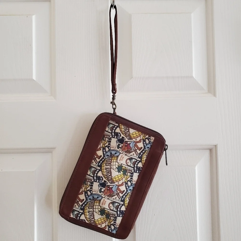 Universal Studios Embrordered Leather Wristlet